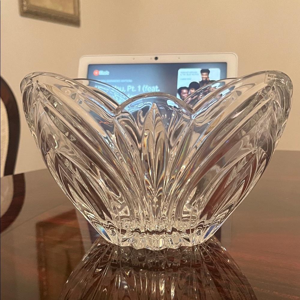 Elegant Asymmetrical Clear Crystal Bowl